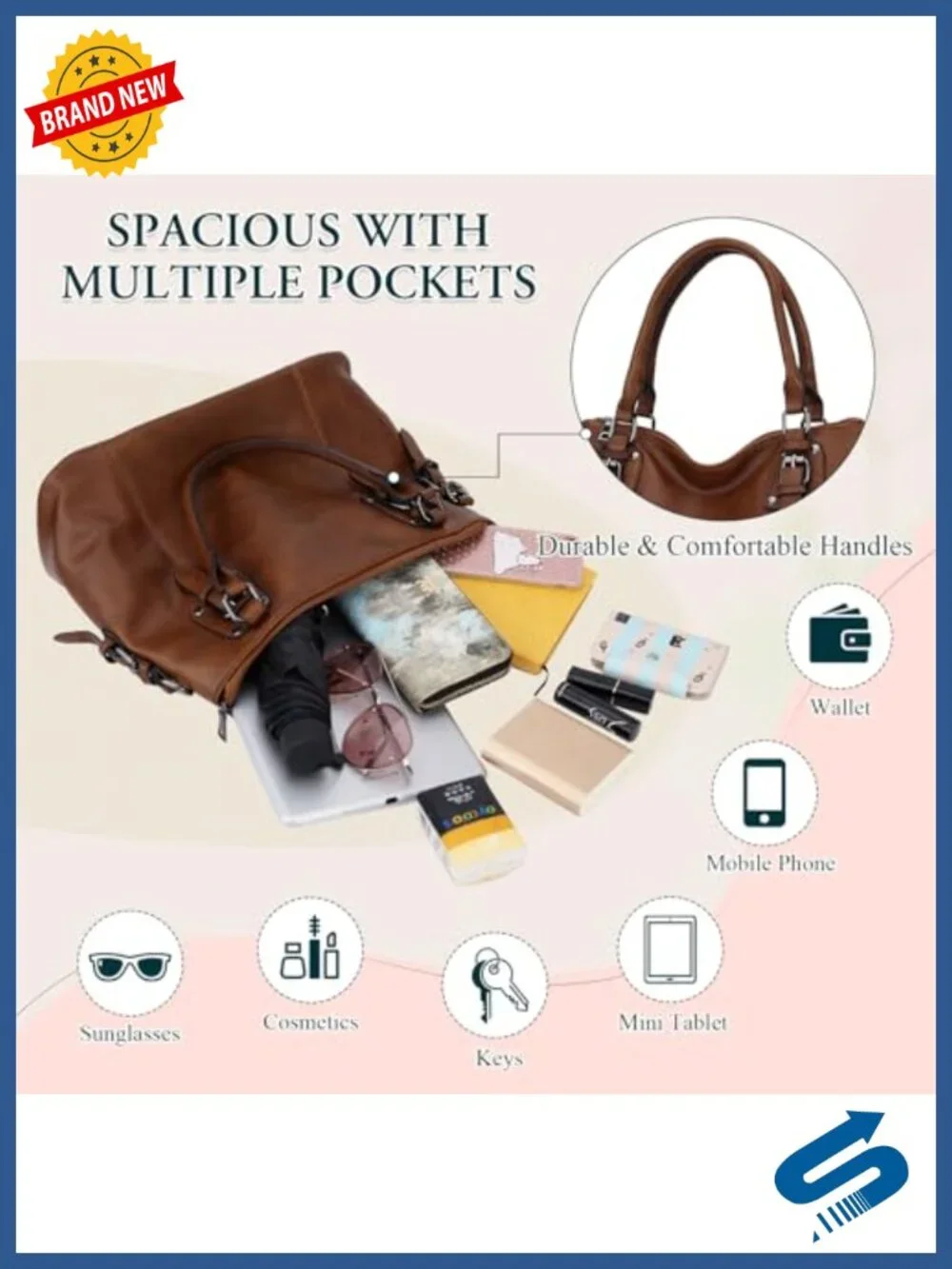 Faux Leather Hobo Bag with Zipper Top, Convertible Shoulder Crossbody Purse